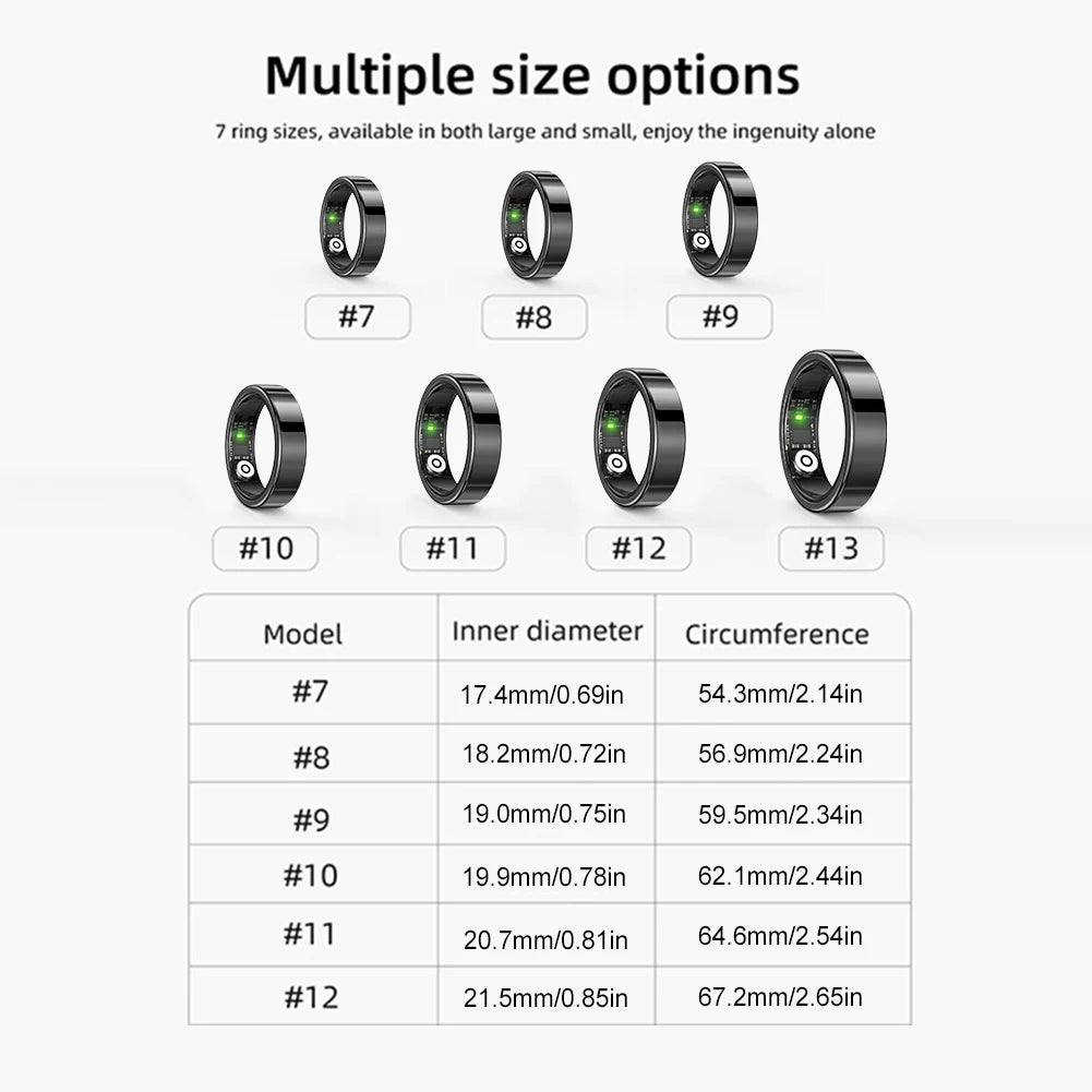 SR09 Smart Ring Health Tracker Sleep Monitoring Multi-function Blood Oxygen Measurement Blood Pressure Ring for Android & iOS