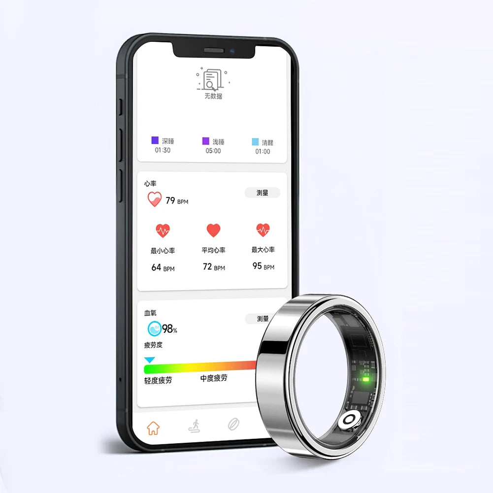 SR09 Smart Ring Health Tracker Sleep Monitoring Multi-function Blood Oxygen Measurement Blood Pressure Ring for Android & iOS