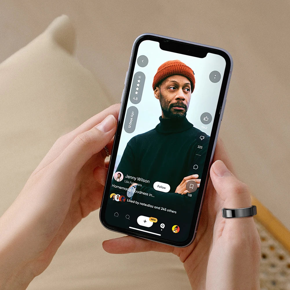 SR09 Smart Ring Health Tracker Sleep Monitoring Multi-function Blood Oxygen Measurement Blood Pressure Ring for Android & iOS