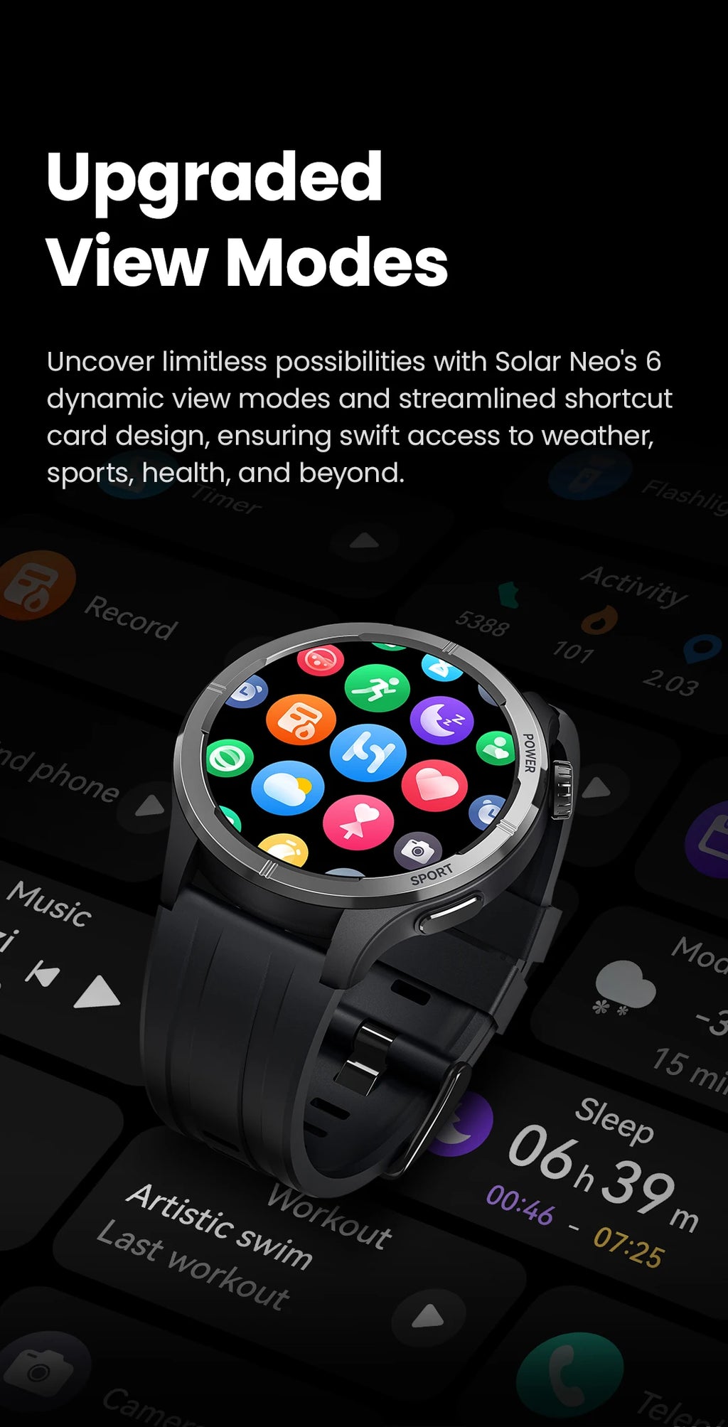 Solar Neo Smart Watch 1.53'' HD Display Bluetooth Call 24H women and men