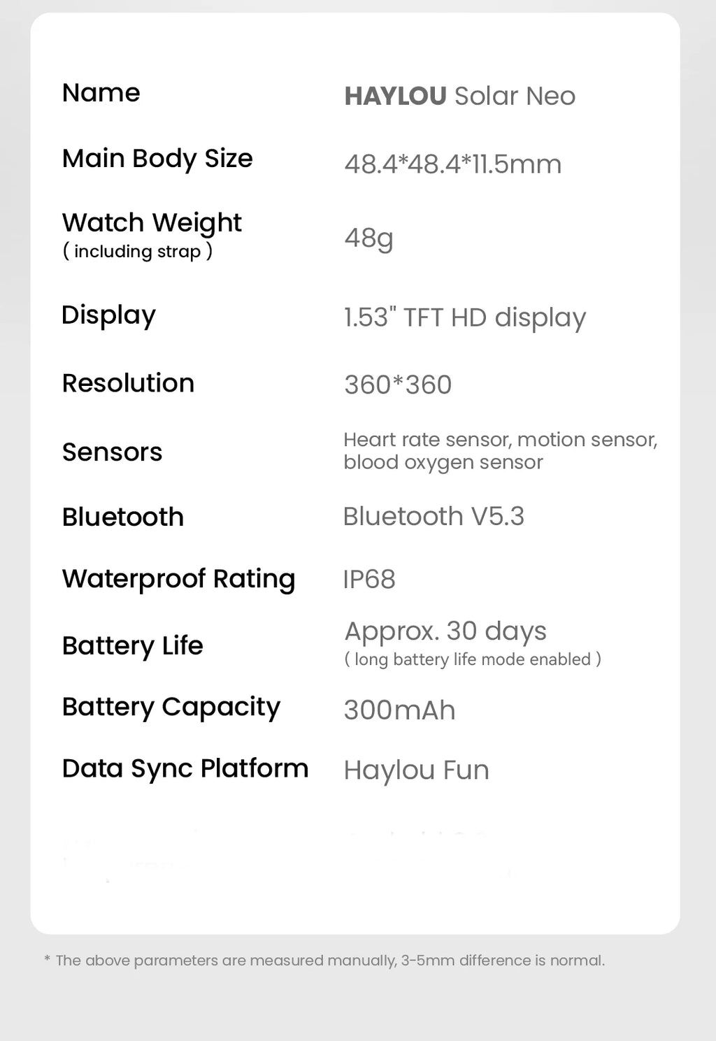 Solar Neo Smart Watch 1.53'' HD Display Bluetooth Call 24H women and men